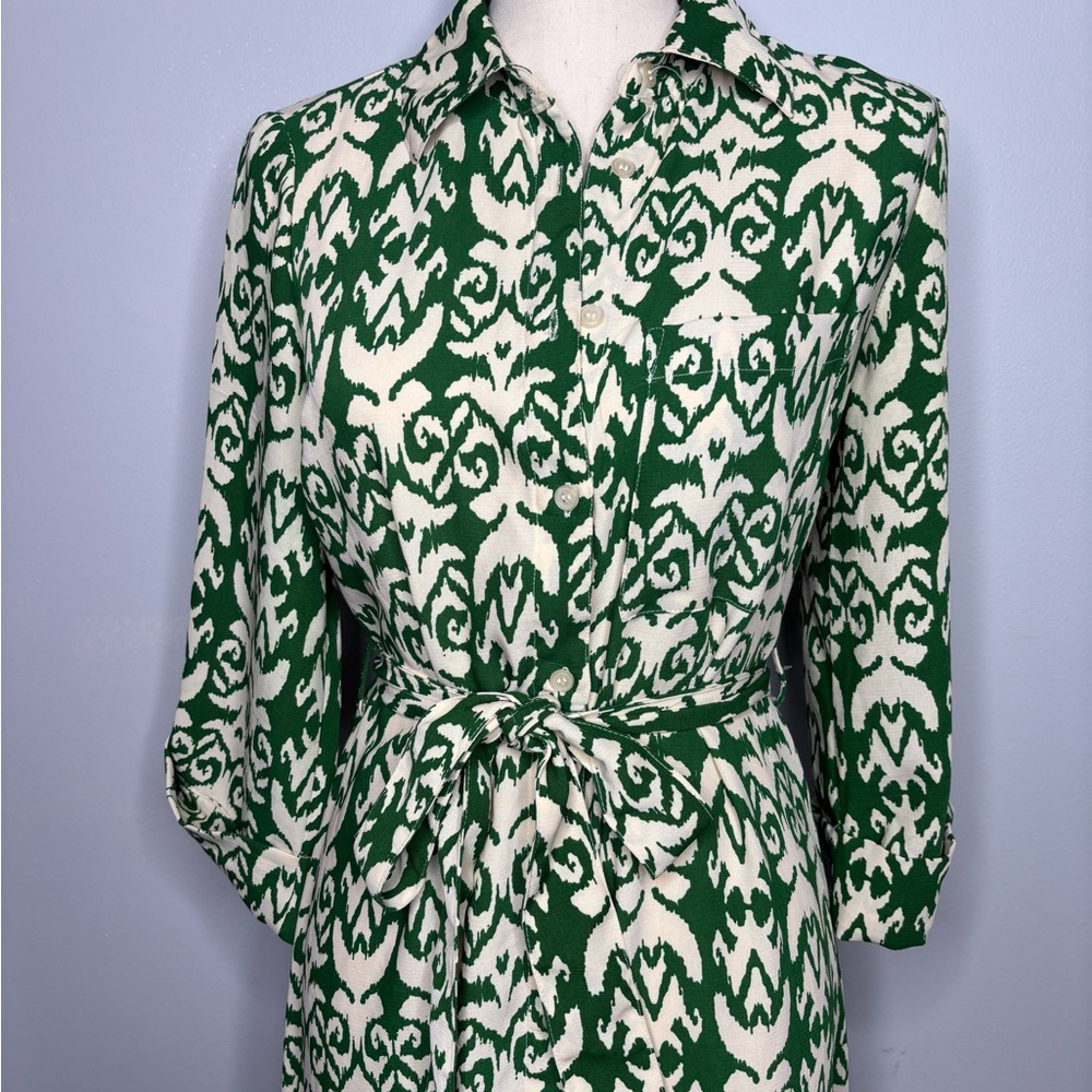 Sincerely Jules button down maxi 3/4 sleeve shirt dress belted green size small